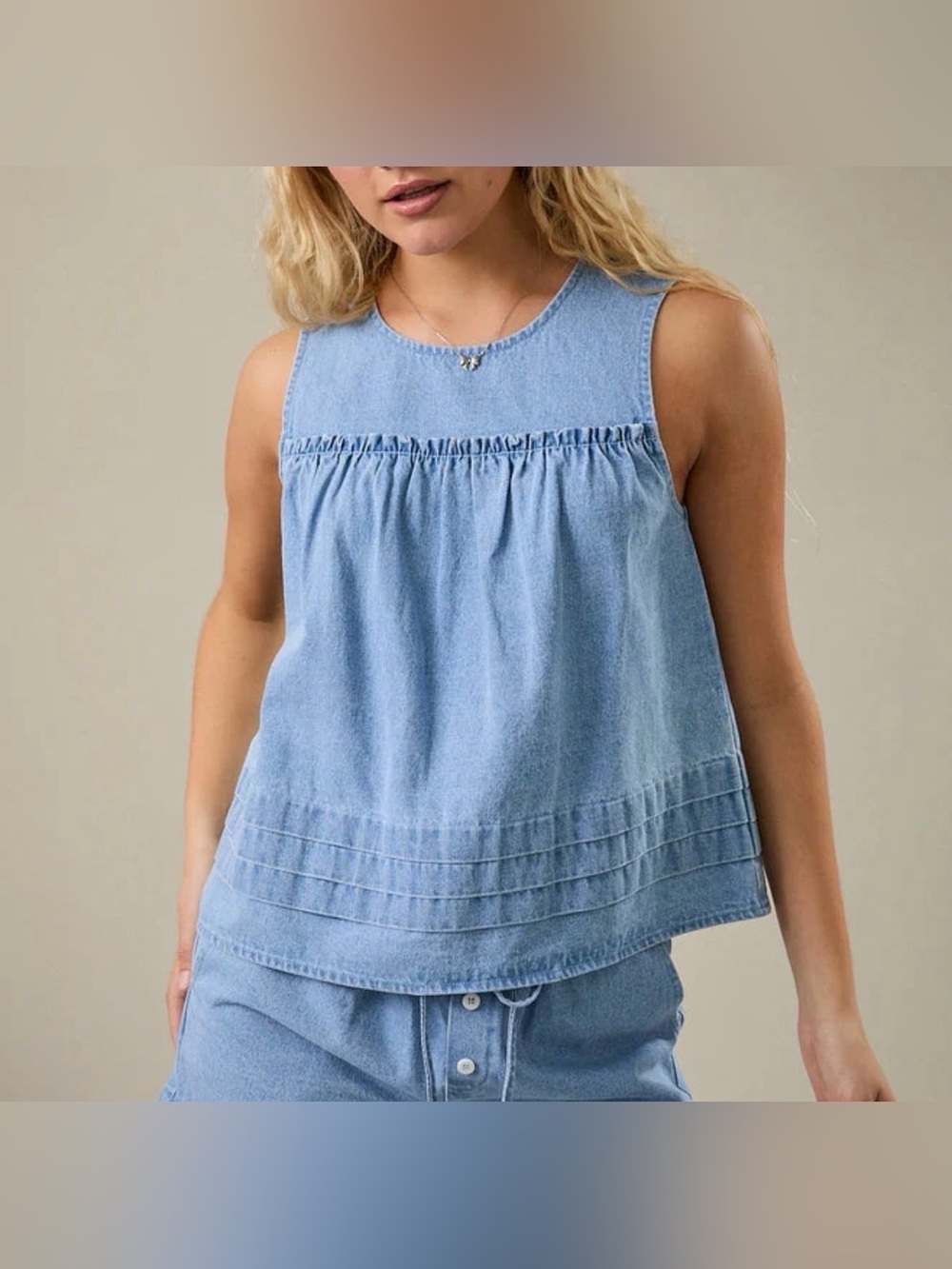 234. Light Blue Sleeveless Denim Tank Top -